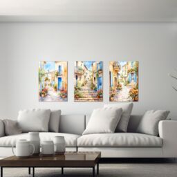 simpa Tuscany Village 3 Panel Canvas Wall Art - thumbnail 4