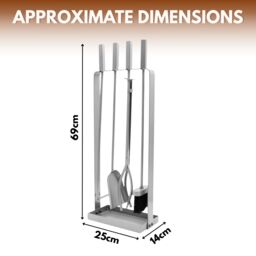 Marco Paul Silver 5pc Modern Companion Sets Sor Wood Burners & Fireside - thumbnail 2