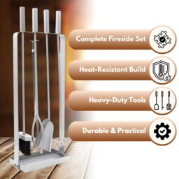Marco Paul Silver 5pc Modern Companion Sets Sor Wood Burners & Fireside - thumbnail 4