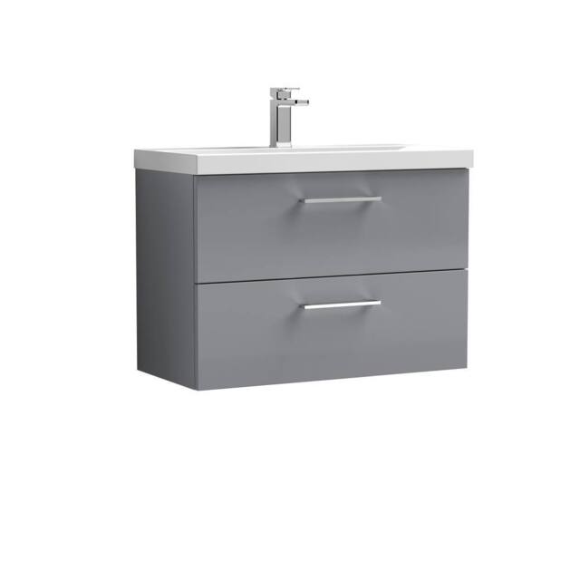 Balterley Bathroom 2 Soft Close Drawer, Wall Hung Vanity Unit, Satin Grey, 800mm in Grey - image 1