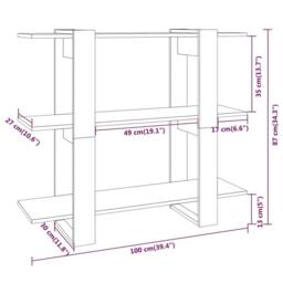 Berkfield Home Classic Book Cabinet/Room Divider Smoked Oak 100x30x87 cm in Brown - Size: 100 x 30 x 87 cm - thumbnail 7