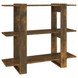Berkfield Home Classic Book Cabinet/Room Divider Smoked Oak 100x30x87 cm in Brown - Size: 100 x 30 x 87 cm - thumbnail 3