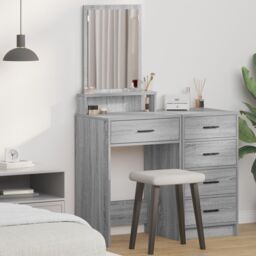 Berkfield Home Dressing Table with Drawers Grey Sonoma 50x41x140 cm in Light Grey - Size: 50 x 41 x 140 cm - thumbnail 1