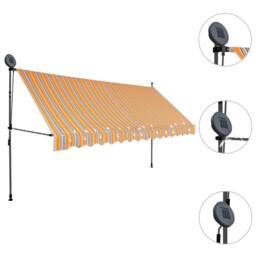 Berkfield Home Manual Retractable Awning with LED 400 cm Yellow & Blue - thumbnail 4