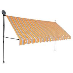 Berkfield Home Manual Retractable Awning with LED 400 cm Yellow & Blue - thumbnail 2