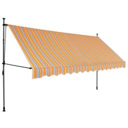 Berkfield Home Manual Retractable Awning with LED 400 cm Yellow & Blue - thumbnail 3