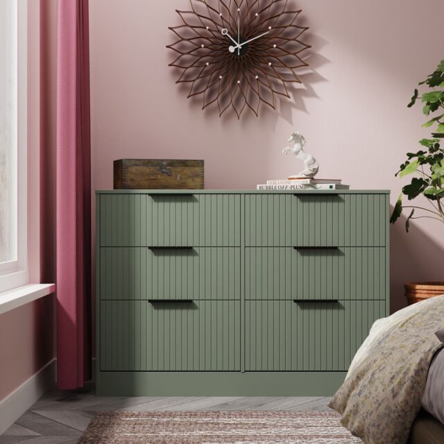 Ready Assembled 2 U Denver 6 Drawer Wide Chest (Ready Assembled) in Pale Green - image 1