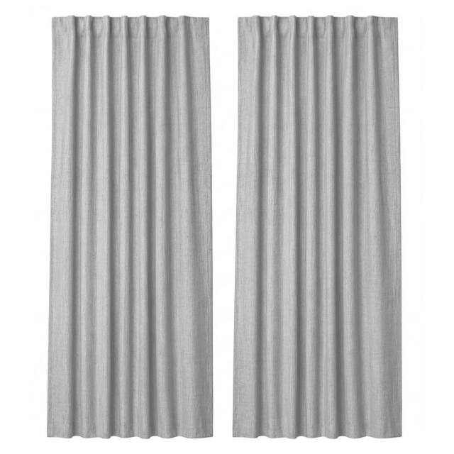 VOGREX Grey Linen Look Thermal Blackout Curtains Pair 46x54in - image 1