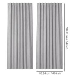 VOGREX Grey Linen Look Thermal Blackout Curtains Pair 46x54in - thumbnail 2