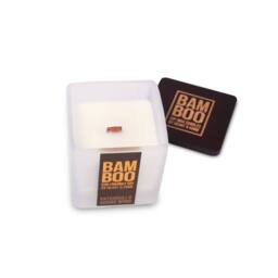 Bamboo Small Soy Wax Candle - Patchouli & Guaiac Wood in Cool White - thumbnail 3