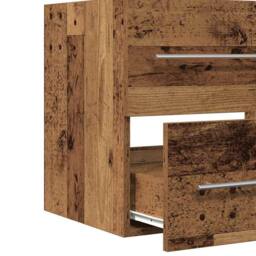 Berkfield Home Soft Bathroom Sink Cabinet with Built-in Basin Old Wood Engineere in Brown - thumbnail 9
