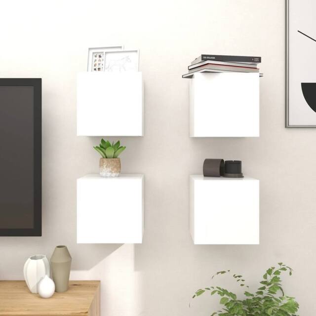 Berkfield Home Wall Mounted TV Cabinets 4 pcs White 30.5x30x30 cm - image 1