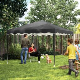 OUTSUNNY 3x3(m) Pop Up Gazebo Canopy Portable Tent Event Shelter with Carry Bag in Black - thumbnail 1