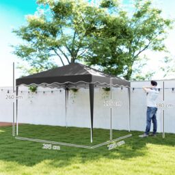 OUTSUNNY 3x3(m) Pop Up Gazebo Canopy Portable Tent Event Shelter with Carry Bag in Black - thumbnail 3