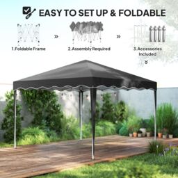 OUTSUNNY 3x3(m) Pop Up Gazebo Canopy Portable Tent Event Shelter with Carry Bag in Black - thumbnail 5