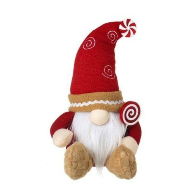 Garden Greatness Sitting Candy Cane Lollipop Gonk in Red - Size: 1 Pack