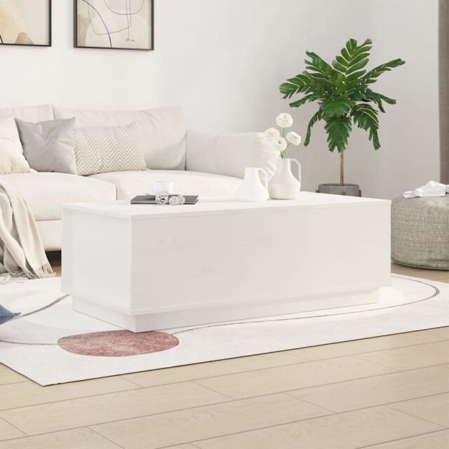 Berkfield Home Coffee Table White 100x50x35 cm Solid Wood Pine - Size: 100 x 50 x 35 cm - image 1
