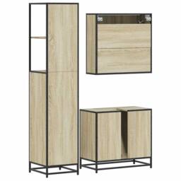 Berkfield Home Durable 3 Piece Bathroom Furniture Set Sonoma Oak Engineered Wood in Brown - thumbnail 7