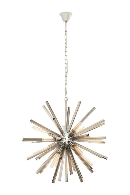 Orsina Grey Glass Sputnik Chandelier, Modern Pendant Light With Starburst Design, Glass Ceiling Chandelier in Silver - image 1