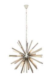 Orsina Grey Glass Sputnik Chandelier, Modern Pendant Light With Starburst Design, Glass Ceiling Chandelier in Silver - thumbnail 1