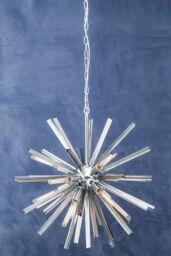 Orsina Grey Glass Sputnik Chandelier, Modern Pendant Light With Starburst Design, Glass Ceiling Chandelier in Silver - thumbnail 3