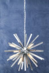 Orsina Grey Glass Sputnik Chandelier, Modern Pendant Light With Starburst Design, Glass Ceiling Chandelier in Silver - thumbnail 2