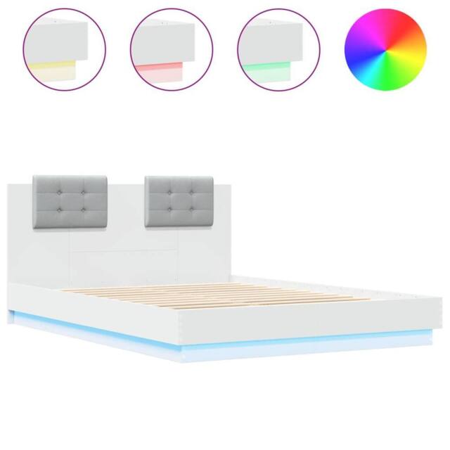 Berkfield Home Bed Frame with LED without Mattress White 150x200 cm King Size - image 1