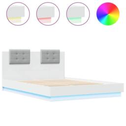Berkfield Home Bed Frame with LED without Mattress White 150x200 cm King Size - thumbnail 1