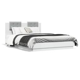 Berkfield Home Bed Frame with LED without Mattress White 150x200 cm King Size - thumbnail 5