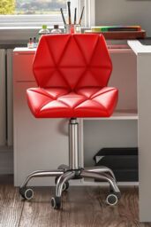 Home Discount Vida Designs Geo Adjustable Chair UKFR Fabric Armrest Ergonomic in Red - thumbnail 2