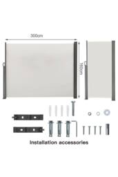 Garden Sanctuary 3mW x 1.6mH Retractable Outdoor Privacy Side Awning in Beige - thumbnail 6