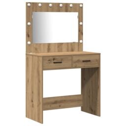 Berkfield Home 2-Piece Dressing Table Set with LED - Artisan Oak Engineered Wood in Brown - thumbnail 4