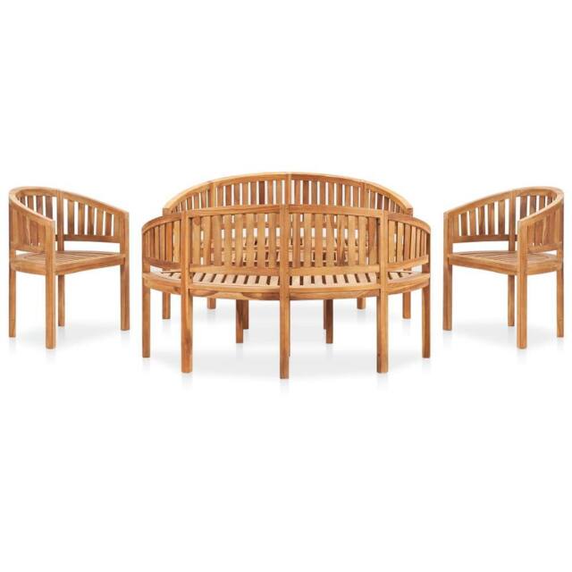 Berkfield Home 5 Piece Banana Garden Lounge Set Solid Teak Wood in Brown - image 1