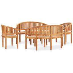 Berkfield Home 5 Piece Banana Garden Lounge Set Solid Teak Wood in Brown - thumbnail 3