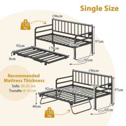 KORVIXA Single Size Daybed with Charging Station in Black - Size: Double - thumbnail 2