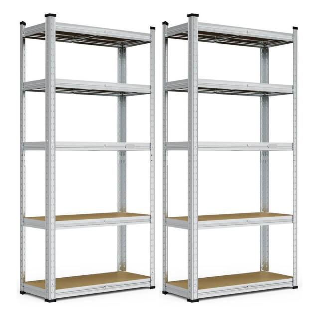 NESTLUNE 5-Tier Garage Shelving Units Pack of 2 - 1.5m Rackings in Grey - Size: 10000mm x 520mm - image 1
