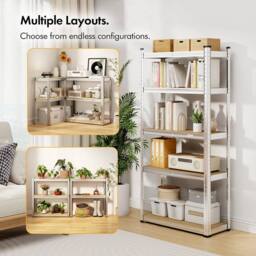 NESTLUNE 5-Tier Garage Shelving Units Pack of 2 - 1.5m Rackings in Grey - Size: 10000mm x 520mm - thumbnail 5