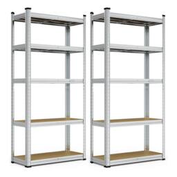 NESTLUNE 5-Tier Garage Shelving Units Pack of 2 - 1.5m Rackings in Grey - Size: 10000mm x 520mm - thumbnail 1