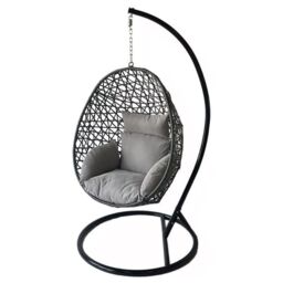 Alivio Rattan Weave Hanging Egg Chair with Cushions for Indoor Outdoor - Grey