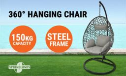 Alivio Rattan Weave Hanging Egg Chair with Cushions for Indoor Outdoor - Grey - thumbnail 2