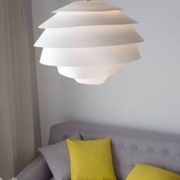 Wyld and Coco Pendant Lamp White Plastic Globe Mid-Century Ceiling Light - thumbnail 1