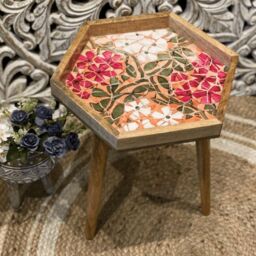 Hartsmede Handmade Hexagonal Side Table Mosaic in Light Red - thumbnail 1
