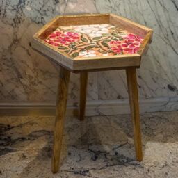 Hartsmede Handmade Hexagonal Side Table Mosaic in Light Red - thumbnail 6