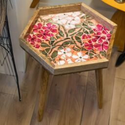 Hartsmede Handmade Hexagonal Side Table Mosaic in Light Red - thumbnail 5