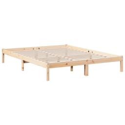Berkfield Home Extra Long Bed Frame without Mattress 140x210 cm Solid Wood Pine in Light Brown - thumbnail 3