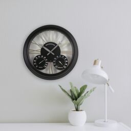 Marco Paul Large 40cm Black Westminster clock with thermometer & barometer Indoor & Outdoor use in Bronze - thumbnail 7