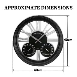 Marco Paul Large 40cm Black Westminster clock with thermometer & barometer Indoor & Outdoor use in Bronze - thumbnail 2