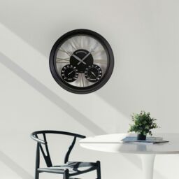 Marco Paul Large 40cm Black Westminster clock with thermometer & barometer Indoor & Outdoor use in Bronze - thumbnail 5