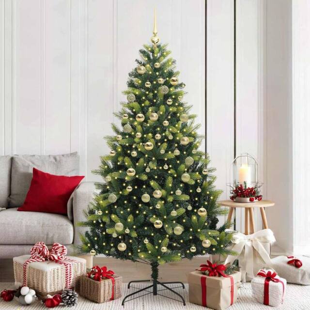 Berkfield Home Artificial Hinged Christmas Tree 300 LEDs Green 180 cm - image 1