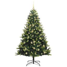 Berkfield Home Artificial Hinged Christmas Tree 300 LEDs Green 180 cm - thumbnail 4
